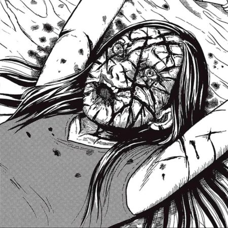 Rezension: Junji Itōs "Tomie" Bild von Junji Itos Tomie mit grausam zerschnittenem Gesicht