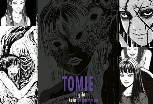Rezension: Junji Itōs "Tomie" Collage aus Bildern von Tomie aus dem gleichnamigen Sammelband von Junji Ito